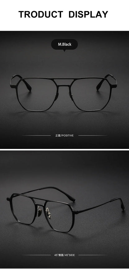 Large Frame Aluminum Frame Titanium Business Anti-Blue Light Reading Glasses Men Ladies Customizable Prescription ZY-20239