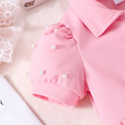 【Free Bag】 Toddler Girl Dress Summer Pearl Casual Cute Children Princess Dresses Birthday Party Kids Girls Dress 3 4 5 6 7 Yrs