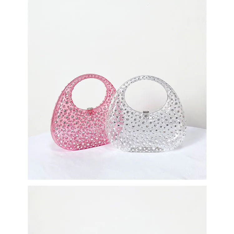 Fashion Women Diamond Handbags and Purses Transparent Acrylic Luxury Party Prom Evening Bag Casual Bling Bling Clear Clutch