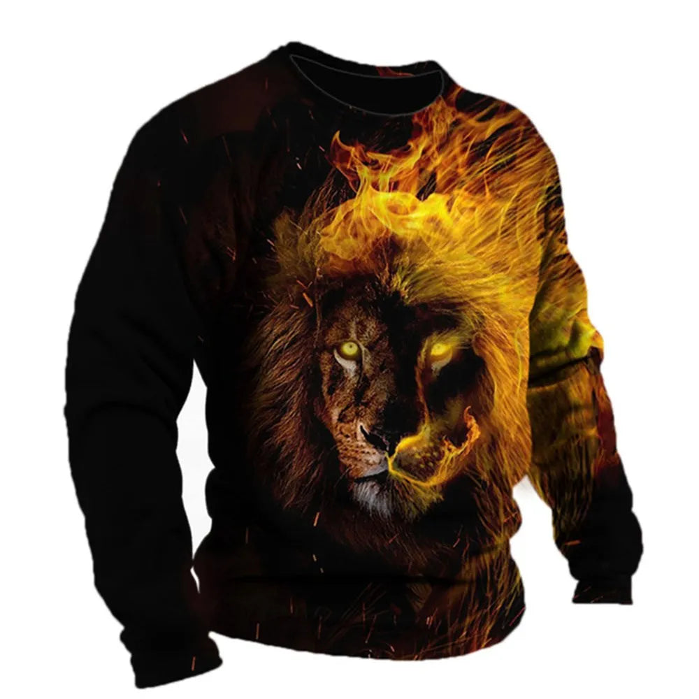 Retro Men's Long Sleeve T-shirt Animal Print Shirt Animal Pattern Clothing Street Apparel Sleeve Top Men's Plus Size XS-5XL