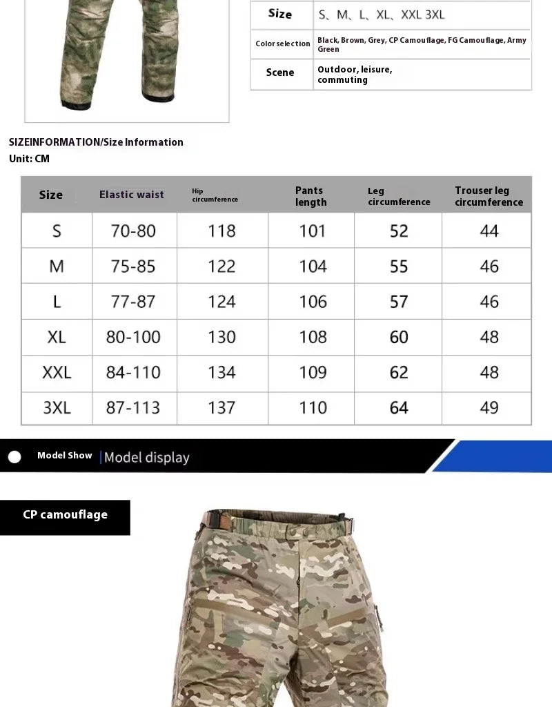 Tactical Men's Warm Cotton Pants Camouflage Winter Thickened Polar Cold Clothing Mountaineering Military Outdoor Sprint Pants