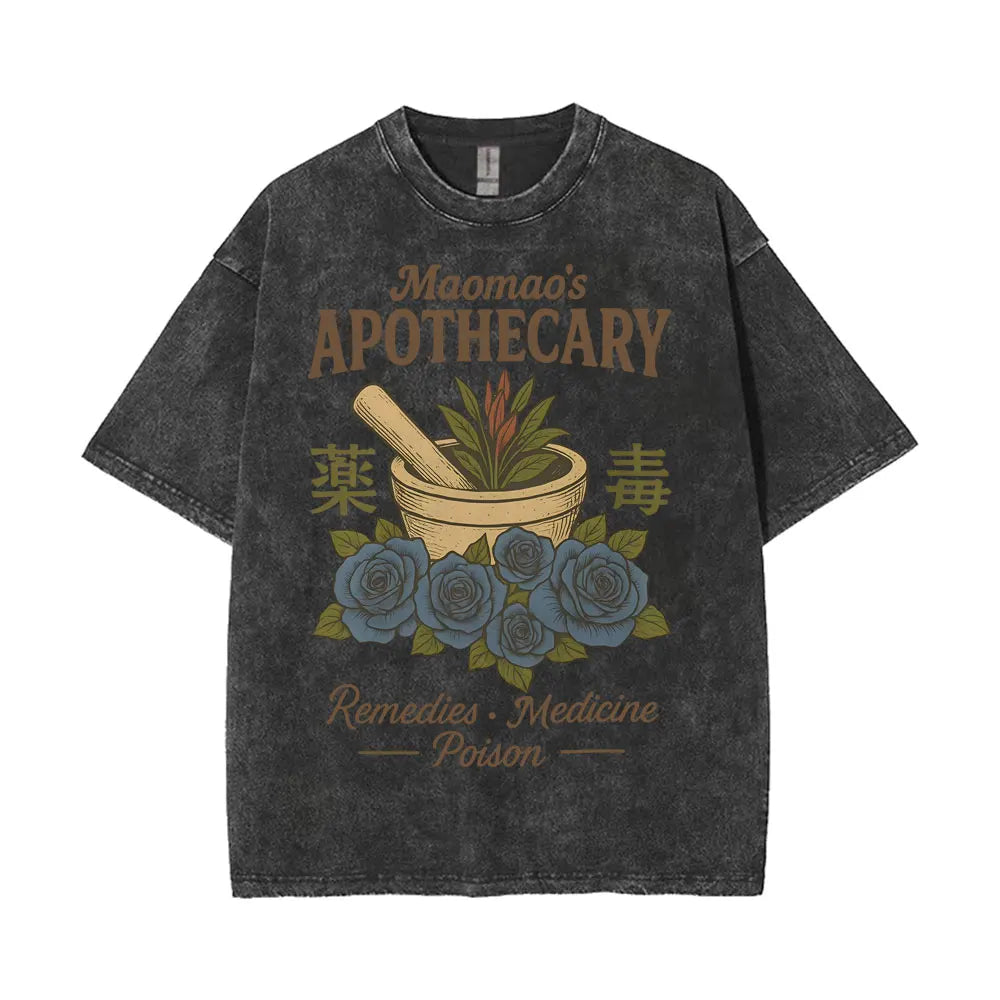 Mao Mao's Apothecary Diaries Anime Washed T-shirts Remedies Medicine Cartoon T Shirt Men Women Clothing Fashion Aesthetic Tshirt