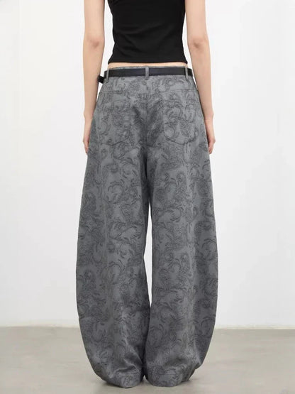 New Women Jeans Loose Casual High Waist Wide Leg Denim Pants Paisley Female Trousers Spring Autumn 2026