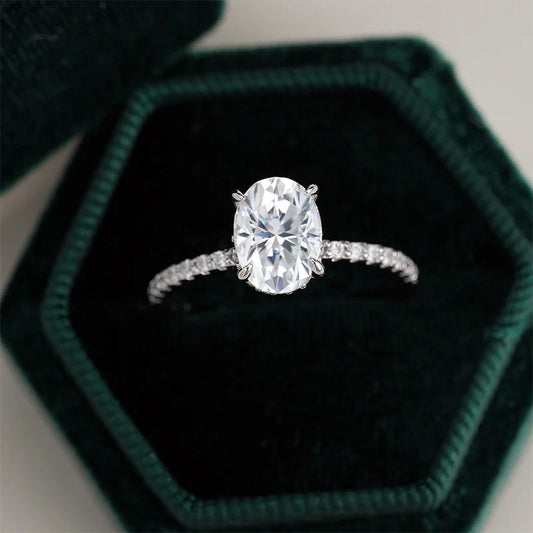 1ct 2ct 3ct Oval Cut Moissanite Rings for Women 925 Sterling Silver Lab Diamond Wedding Engagement Ring Gemstone Band