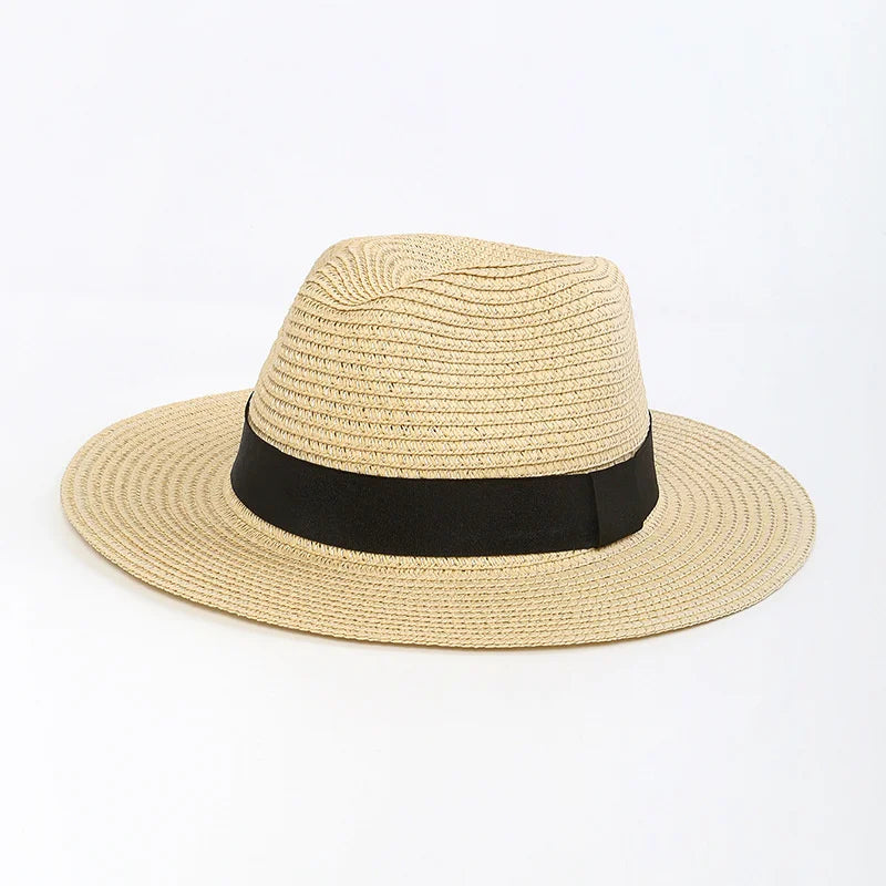 Large Size 56-60cm New Natural Panama Straw Hat Summer fashion Men Women Wide Brim Beach UV Protection Fedora Bohemia Sun Hat