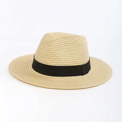 Large Size 56-60cm New Natural Panama Straw Hat Summer fashion Men Women Wide Brim Beach UV Protection Fedora Bohemia Sun Hat