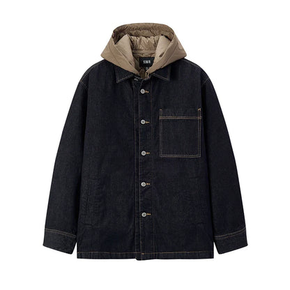 Cotton Coat Men Two-Piece Denim Thin Waterproof Oversize 2025 Winter Man Clothing Warm Outerwear