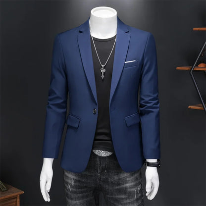 Plus Size 6XL-M Fashion Mens Solid Color Suit Jacket High Quality Business Slim Fit Casual Blazers Formal Social Wedding Tuxedo