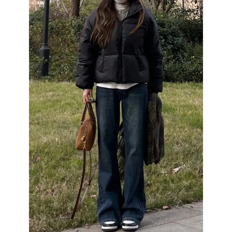 Casual Jeans Straight Leg Women Autumn Winter Vintage Loose Retro American Style Streetwear Chic Wide Leg Pants Women's