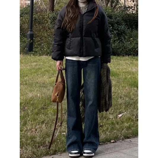 Casual Jeans Straight Leg Women Autumn Winter Vintage Loose Retro American Style Streetwear Chic Wide Leg Pants Women's