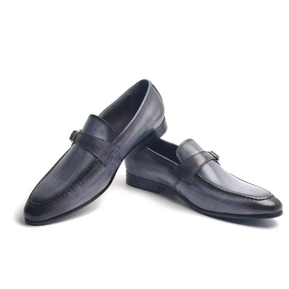 Deluxe Genuine Leather Casual Shoe for Man Elegant Buckle Loafer Shoes Wedding Party Slip-On Wear Zapatos De Vestir Hombre