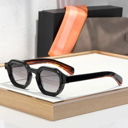 Thick Acetate Sunglasses Square for Men Women Handmade in Japan Classical Vintage High Quality Gradient Glasses with Case