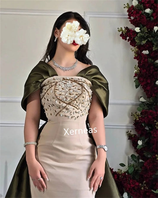 Customized Jersey Beading Off-the-shoulder Straight Long Dresses Bespoke Occasion Evening Elegant Party Sparkle High Quality