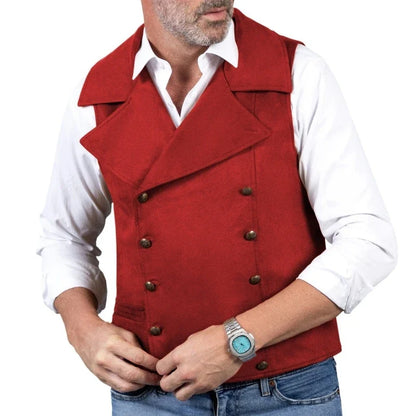 Men Vest Brown Double Button Frosted Velvet Waistcoat For Banquet Birthday Wedding Business Work Formal Set Men Suit Vest