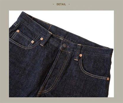 Black Jeans Straight Fit 14.5oz Selvedge Denim Pants Rinsed