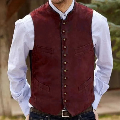 Men Vest Coffee Suede Velvet Single Button Waistcoat For Wedding Birthday Party Business Work Casual Daily Men Suit Vest