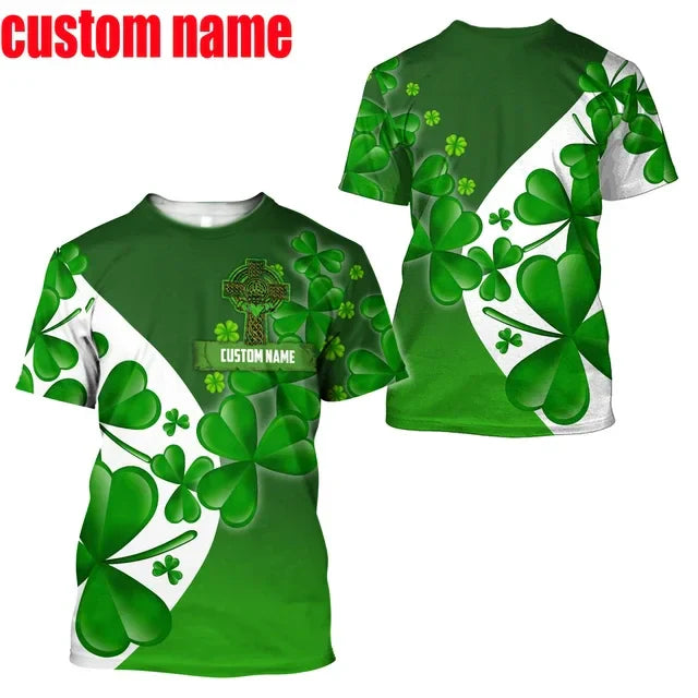 2023 Summer New Printed Irish Celtic Men's and Women's T-shirt, Custom Name Short Sleeve Unisex Shirt, Harajuku Large Casual Sty