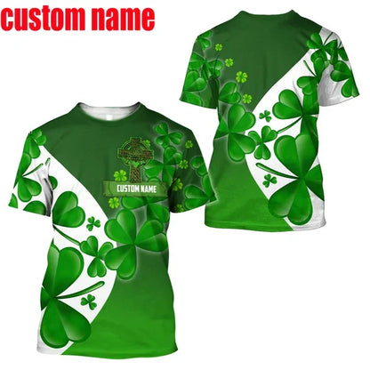 2023 Summer New Printed Irish Celtic Men's and Women's T-shirt, Custom Name Short Sleeve Unisex Shirt, Harajuku Large Casual Sty