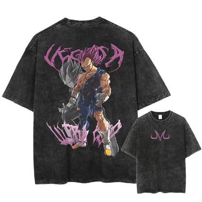 T-shirt Men's Street Clothing Dragon Ball Cartoon Pattern Vintage T-shirt Neutral Casual White Cotton Women T-shirt Top
