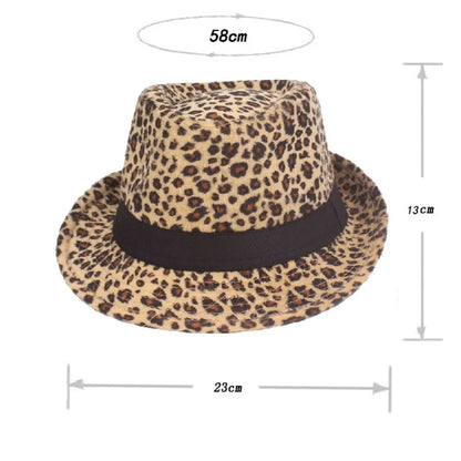 Autumn Winter Women's Fashion Top Hat Sexy Fashion Jazz Hat British Retro Gentleman Hat Men Leopard Animal Fedoras Top Party Hat