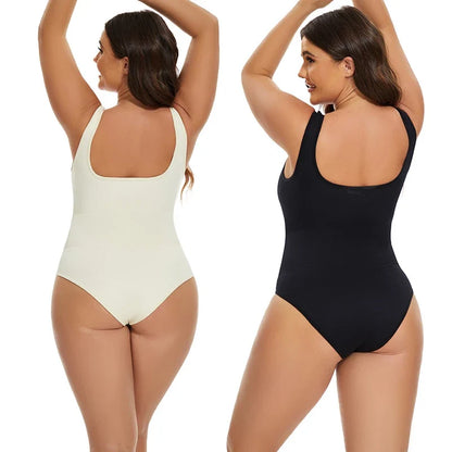 Ribbed Tummy Jumpsuit Daily Shaper Bodysuits Light Control Compress Tummy Control Open Crotch Shapewear Suits Open Crotch