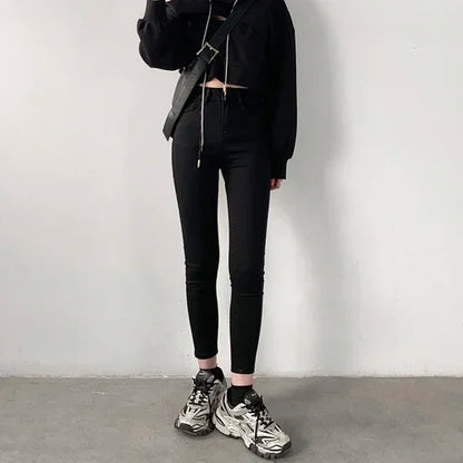 Women Jeans Retro High Waist Stretch Pencil Denim Pants Elastic for Woman Female Trousers Autumn Winter Ladies