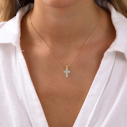 GRA Certified 3.5MM Moissanite Cross Pendant Necklaces for Women S925 Sterling Silver Clavicle Chains Fine Jewelry Gift