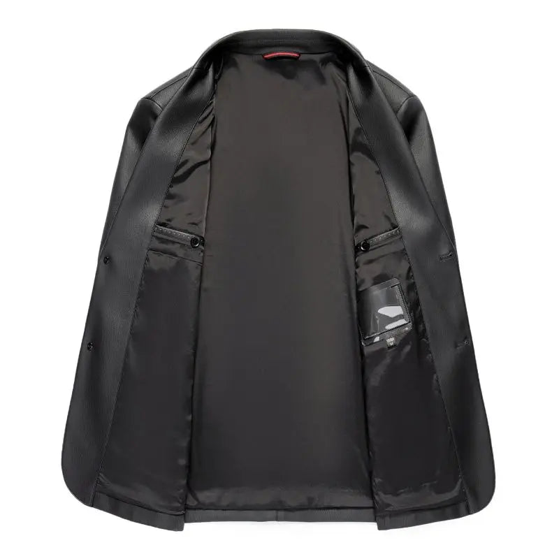 New Men's Business Casual Fashion Leather Blazer Sheepskin Slim Fit High-End Genuine Leather Jacket