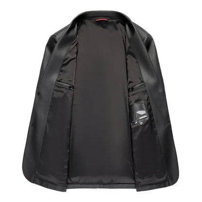 New Men's Business Casual Fashion Leather Blazer Sheepskin Slim Fit High-End Genuine Leather Jacket