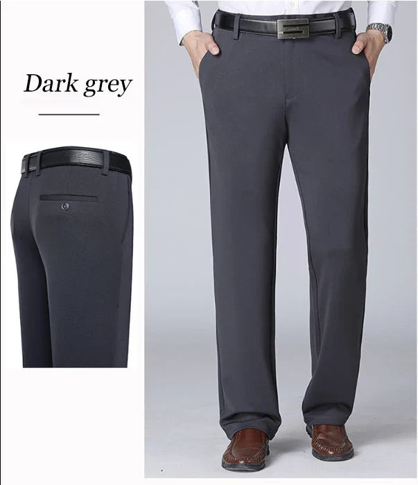 Men's Summer Thin Business Casual Pants Classic Elastic Dress Pants Soft Comfortable Loose Straight Brand Men's Pants