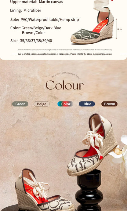 Women's High Heels Summer Espadrillle Platform Wedge 2025 Sandals Closed Toe Ankle Strap Lace up Beach Vacation Party 8cm