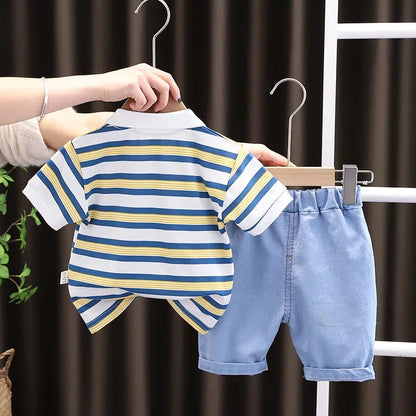 New Summer Baby Girls Clothes Suit Children Boys Striped T-Shirt Shorts 2Pcs/Sets Toddler Casual Cotton Costume Kids Tracksuits