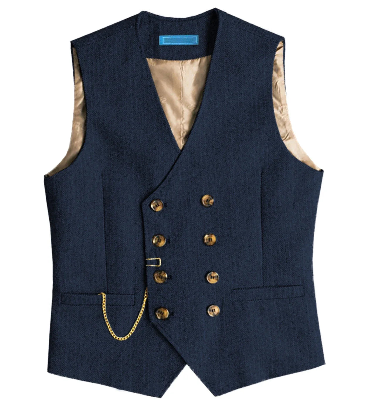 Men's Suit Vest Herringbone Pattern Retro British Style Double Breasted Waistcoat Four Season Outerwear Wedding Party traveling