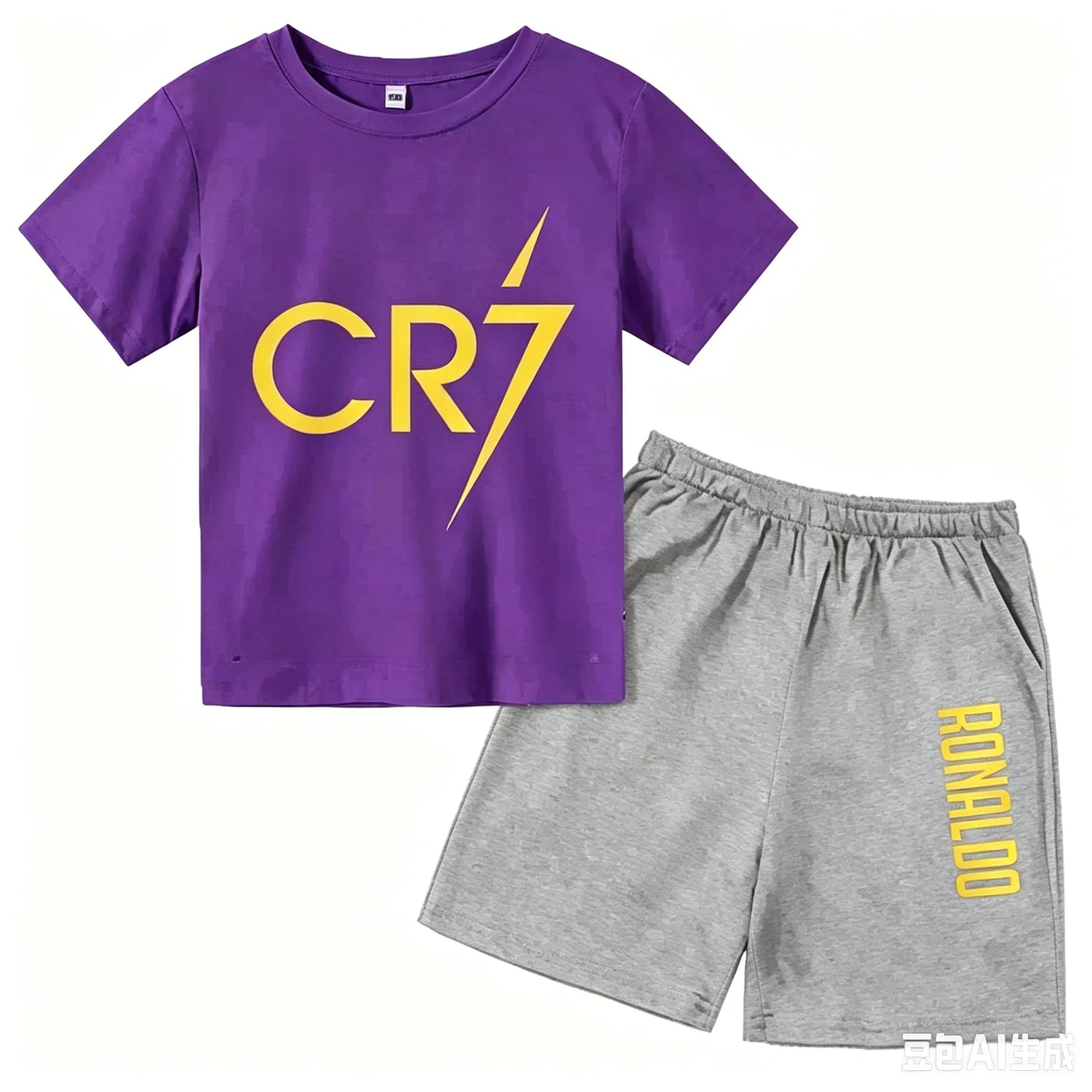 Summer CR7 Printed Short Sleeve Children Set Casual Fashion Tops and Shorts 2pcs Set Kid Boys Girls Sports Tshirts Set Outfits