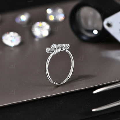 Moissanite Rings for Women VVS1 Round Cut Diamonds S925 Silver Twining Wedding Band Adjustable Engagement Bride Jewelry