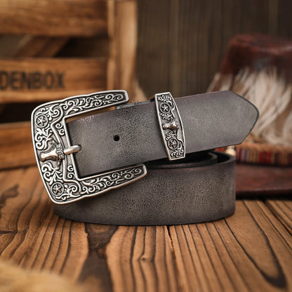 A casual, individual and retro belt, a Western-style clothing accessory, metal buckle, PU belt, suitable for both men and women
