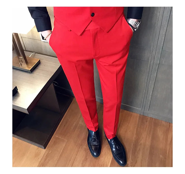 2022 Spring Summer New Men Suit Pants Solid Color Casual Business Dress Pants Slim Fit Trousers Formal Men Social Casual Pants