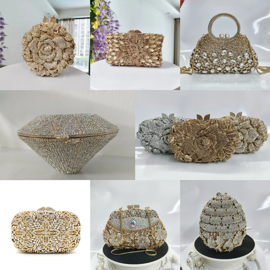 New Rhinestone Clutch Purse Women Elegant Wedding Party Bride Bag Prom Evening Handbag Sparkly Crystal Diamond Birthday Gift