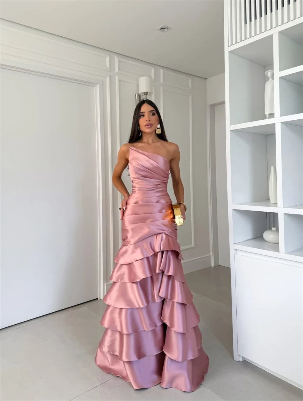 Customized Pink Tiered Ruffle Mermaid Corset Prom Dresses Sleeveless Vestidos De Noche Floor-Length Formal Evening 2026
