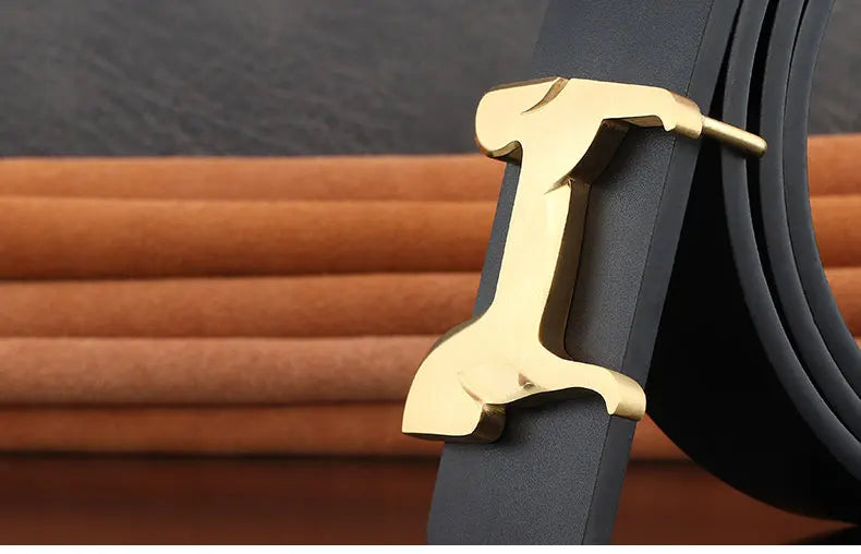 High grade Stainless steel horse slide buckle men belts 3.8cm wide genuine leather Waistband cowboy casual ceinture homme
