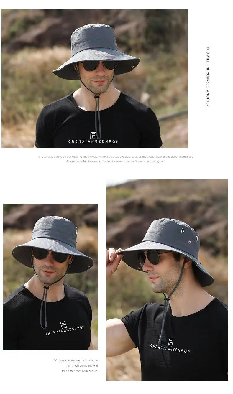 Waterproof Fisherman Hat Outdoor Summer Sun Anti UV Protection Breathable Mesh Camping Hiking Mountaineering Caps Mens Women