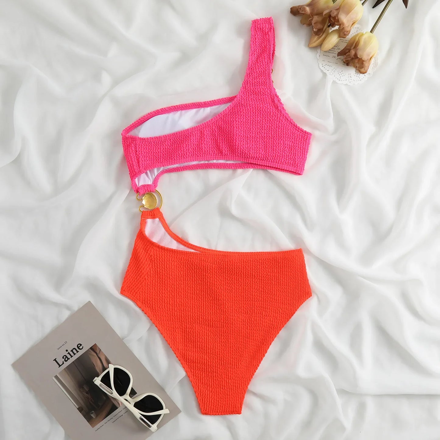 2023 New Dot Print One Piece Swimsuit Women Swimwear Push Up Monokini Padded Swim Suit Bandage Bodysuit Bathing Suit Beachwear
