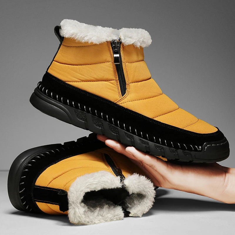 New Fashion Men's Boots Winter Plush Men Snow Boots Warm Fur Ankle Boots Outdoor Non-slip Sneakers Winter Casual  Boots Size 46