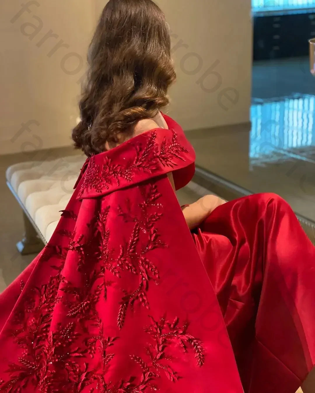 Customized Ankle Length Sheath Evening Party Gowns Women Beaded Applique Long Wrap Prom Dresses Zipper Back Vestidos Des