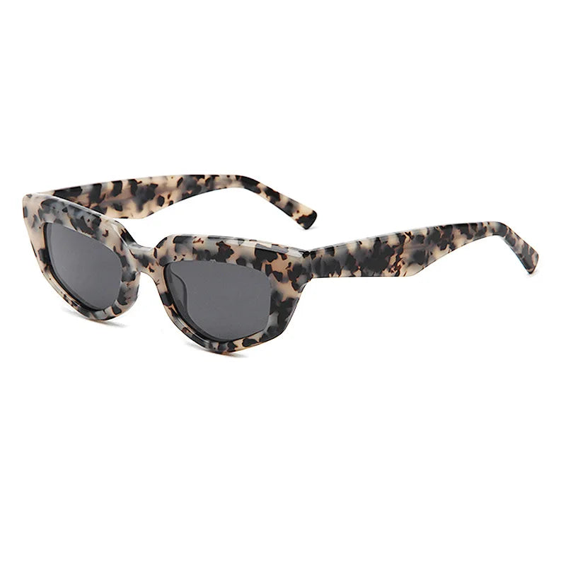 Fashion Retro Small Frame Cat Eye Women Polarized Sunglasses Trendy Personality Multilateral 3D Acetate Men SUN Glasses UV400