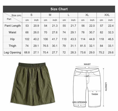 Men's Amekaji Shorts Summer Retro Oversized Wide Leg Casual Shorts Elastic Waist Cargo Breathable Men's Streetwear Shorts