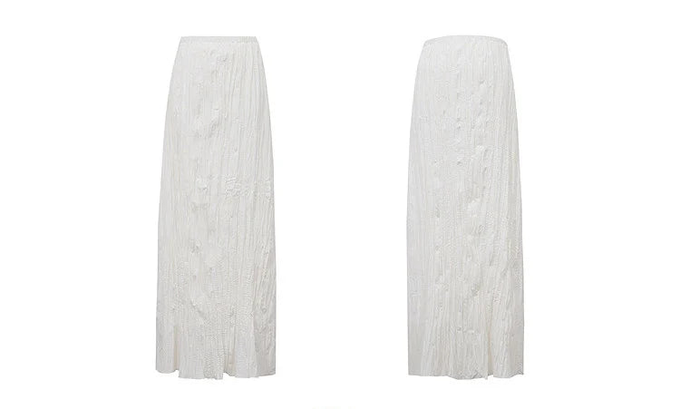 Pleated Women's Skirt 2026 Summer New Elastic Waist Flowy A-Line Midi Skirt Casual Versatile Women's Clothing 12622123