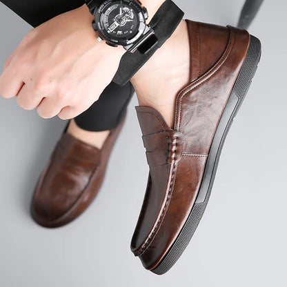 Genuine Leather Men Loafers Comfortable Mens Casual Shoes Luxury Brand Man Formal Dress Shoes Breathable Slip on Boat Shoes