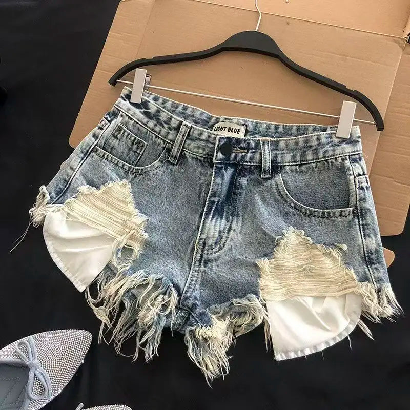Ripped Fashion Denim Woman Shorts Jeans Summer 2026 New Thin Style High Waist A Line Slim Fit Sexy Hot Woman Shorts Lady Jeans