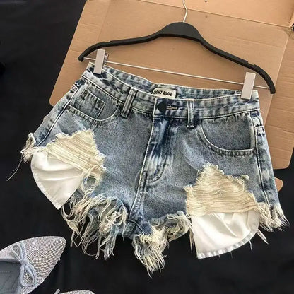 Ripped Fashion Denim Woman Shorts Jeans Summer 2026 New Thin Style High Waist A Line Slim Fit Sexy Hot Woman Shorts Lady Jeans